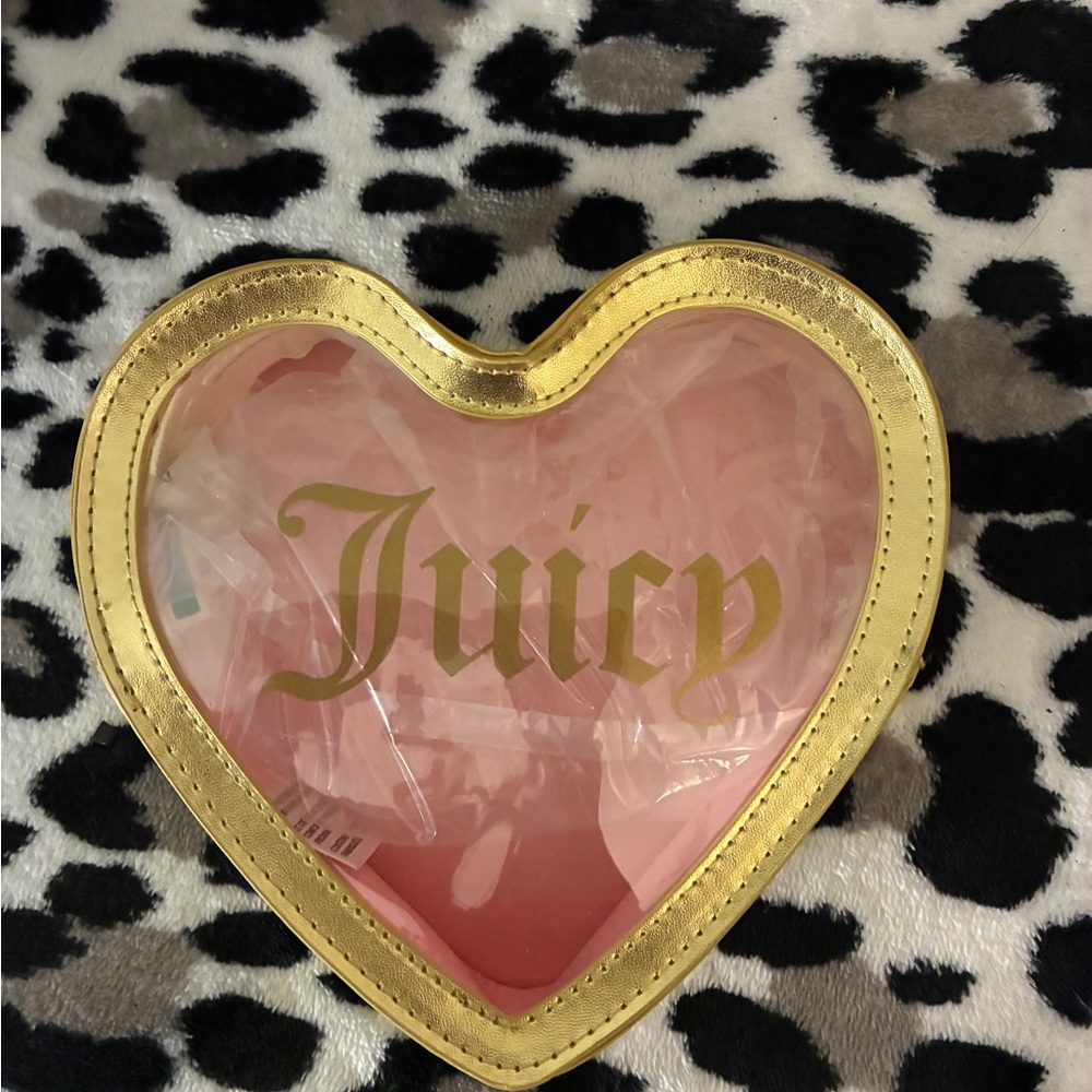 Juicy Couture Gold and Pink Heart Pouch